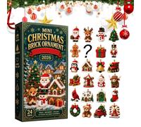 Calendrier de compte à rebours - Blocs de 24 jours - Mini Noël à | Cheminée de vacances multi-usage, jouets de construction, ergonomiques pour adultes, mur de porte d'enfants, cheminée