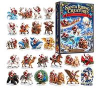 Calendrier de compte à rebours de Noël 2026, décoration acrylique 2D 24 | Ornements d'équitation de Père Noël avec compte à rebours de l'Avent, jeu pour mur, porte, fenêtre, étagère, C
