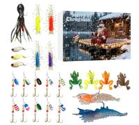 Calendrier de Compte à Rebours de Noël 24 jours de leurres saisonniers | coffret de pêche calendrier compte à rebours pour les fêtes, mari, petit ami et garçons