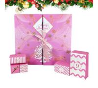 Calendrier de compte à rebours de Noël 24 jours vide rose pliable décor | Calendrier de l'Avent à remplir pour bonbons, chocolat, fondant, bijoux pour enfants, garçons et filles