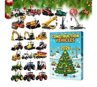 Calendrier de compte à rebours de Noël 2D en acrylique pour sapin de Noël | Compte à rebours pour 24 jours - Véhicule de chantier - Décoration pour la maison, la porte, le mur, les vacances, les fêtes
