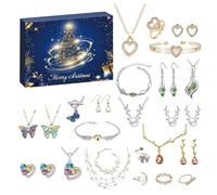 Calendrier De Compte À Rebours De Noël | Colliers Et Bijoux,Boucles D'Oreille De Mode Et Bague En Pour Noël,Pour Femmes Filles Épouse Hiver Célébration Quotidienne Vacances Anniversaire Fête Récompens