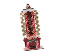 Calendrier de compte à rebours de Noël en bois avec petit | Détails de briques de cheminée peintes, piste de marquage guidée, présentoir de table autoportant pour les comptes