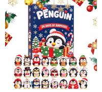 Calendrier de compte à rebours de Noël, thème 3D, affichage de | Figurines de pingouin 3D, 24 compartiments numérotés, décoration de vacances autoportante pour cheminée, salon