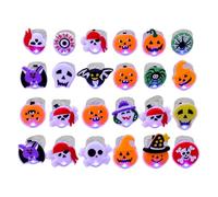 Calendrier de compte à rebours pour Halloween, 24 pièces, motif tête de | Anneaux lumineux d'Halloween pour récompenses scolaires, salle de ommunauté, vacances, anniversaire