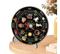 Calendrier de la roue de l'année, décoration de table, panneau de sorcière, signe céleste, décoration d'intérieur vintage en bois avec support pour cuisine, magasin, restaurant, débutants
