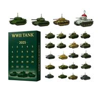 Calendrier de l'Avent 2025 2D en acrylique avec 24 mini figurines chars, modélisme militaire, calendrier de Noël pour hommes et collectionneurs, cadeau pour la période de l'Avent et Noël (28 x 26 cm)