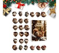 Calendrier De L'Avent 2025 Avec Des Animaux De La Forêt Et Des Glands 2025, 24 Jours de Mini Ornements en Gland, Décorations Animales 2D en Acrylique, Calendriers L'Avents Décorations noëlss
