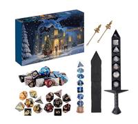 Calendrier de l'Avent 2025 avec dés, compte à rebours - Vacances - 24 - Jeu de rôle festif - Convient pour les jeux de rôle RPG, cadeaux de Noël, collection