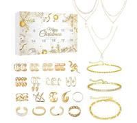 Calendrier De L'avent 2025 Bijoux - Calendrier De Noël Sur 24 Jours - Ensemble De Bijoux De Noël Compte À Rebours Boucles D'oreilles, Colliers, Bracelets Et Bagues pour Femmes, Filles, Petite Amie