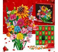 Calendrier de l'Avent 2025 Blocs Bouquet, Calendrier Compte à Rebours de 24 Jours avec Blocs de Construction de Bouquet de Fleurs