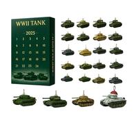 Calendrier de l'Avent 2025 en acrylique 2D avec 24 mini figurines de chars, modèle militaire, calendrier de Noël pour