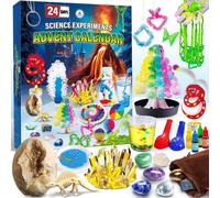 Calendrier de l'Avent 2025 - Kit d'expériences scientifiques - 24 jours - Cristaux - Fossiles et dinosaures