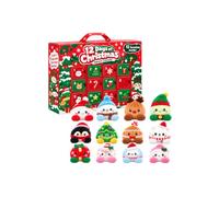 Calendrier de l'Avent 2026, 12 Mini Ornements Peluche | Peluche Douce, Anti-Stress Squeezable, Déco Bureau Noël, Boîte Cadeau, Chaussette de Noël