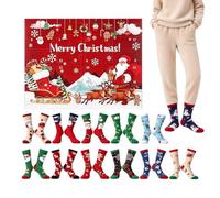 Calendrier de l'Avent 2026 2026 12 Paires de Chaussettes Drôles Avent | Bas de Noël Calendrier Compte à rebours pour Adultes Hommes Femmes Ados Maison Bureau Automne Hiver Fête