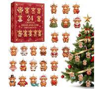 Calendrier de l'Avent 2026 2026 2D 24 Jours Ornements Vache Drôles | Compte à rebours animal pour décorations de Noël Pour garçons filles ados adultes maison mur étagère