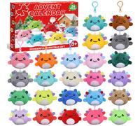 Calendrier de l'Avent 2026, 24 jours mini axolotl en peluche pour enfants | Lot de 24 peluches Axolotl colorées assorties avec boucle de suspension, cadeau parfait pour le compte à rebours de Noël