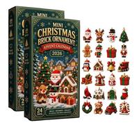Calendrier de l'Avent 2026, 24 jours, ornement brique, calendrier compte à | Calendrier de compte à rebours de Noël, 24 motifs uniques pour sapin de Noël, guirlandes, décoration de cheminée