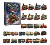 Calendrier de l'Avent 2026 24 trains en acrylique 2D et véhicules | Compte à rebours de Noël 24 jours avec 24 décorations de train en acrylique 2D pour les fans de chemin