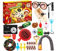 Calendrier de l'Avent 2026 avec kit de farces pour enfants et adultes | Jouets farces de 24 jours avec boîte d'araignée farce pour Halloween, Noël, cadeaux d'anniversaire, cadeaux de fête d'avril