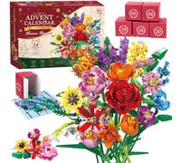 Calendrier de l'Avent 2026 Bouquet de Fleurs Kit Construction pour Femme | Calendrier de Noël avec 24 Bouquets de Fleurs en ABS à Assembler, Cadeau Créatif pour Enfants dès 6 ans & Adultes