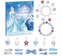 Calendrier de l'Avent 2026 - Compte à rebours de Noël - Style Reine des Neiges - Accessoires de survie DIY - Pendentif pour cheveux - Bague - Calendrier de l'Avent - Cadeaux créatifs