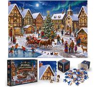 Calendrier de l'Avent 2026 en puzzle - Puzzle du village de Noël (1008 pièces)