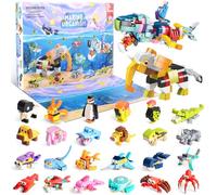 Calendrier de l'Avent 2026 Enfant, 24 Pcs Bloc de Construction Animaux, Calendrier de l'Avent Animaux pour Jouets Enfants, Jouet de Construction Garçon, Cadeau de Noël pour Garçon Fille 3 Ans et Plus