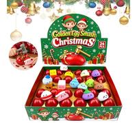 Calendrier de l'Avent 2026 Golden Egg Smash Squishies Dumpling raviolis | Inclut un marteau en plastique, thème des fêtes, mini-figurines à collectionner, compte à rebours de Noël pour adultes