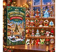 Calendrier de l'Avent 2026, Mini Brique de Noël 24 Jours avec 24 Ornements à Construire et Boucles de Suspension, Kit DIY pour Sapin, Cheminée & Guirlande, Cadeau de Noël pour Enfants et Famille