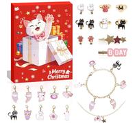 Calendrier de l'Avent 2026 pour enfants, filles, chats, bijoux | Bracelets, bagues, chaînes, accessoires pour cheveux et porte-clés, pour filles de 5, 6, 7, 8, 9, 10, 11, 12, 13 ans