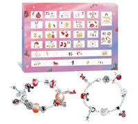Calendrier de l'Avent 2026 pour filles, enfants, bijoux, breloques | Calendrier de compte à rebours de Noël 24 jours à faire soi-même, motif dessin animé, à partir de 6 ans