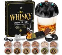 Calendrier de l'Avent 2026 pour hommes, kit fumoir whisky 12 jours | kit fumé à l'ancienne pour les amateurs de whisky et de cocktails, cadeaux Noël pour homme, mari, papa, petit ami