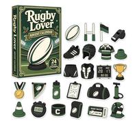 Calendrier de l'Avent 2026 Sport 24 Ornements Acrylique Cadeau Sapin，Rugby | Pendentifs 2D Plats, Multiples Thèmes Sportifs, Décoration pour Sapin, Accessoire de Fête, Ornements Suspendus