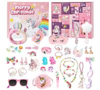 Calendrier de l'Avent 2026 sur le thème des licornes, pour les filles de 4 à 8 et 9 ans : porte-clés, sac, barrettes, masque de sommeil