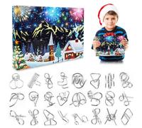 Calendrier de l'Avent 24 jeux de puzzle en métal IQ Jeux Puzzle Ring | Boîte cadeau de Noël pour étudiants et enfants