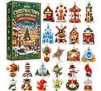 Calendrier De L'Avent 24 Jours Avec 3D Mini Brique De NoëL 2026 (#B) | Calendrier De L'Avent Bloc De Construction Christmas Building Blocks Advent Calendar, Boucles Suspension DéCorations Arbres