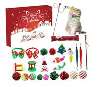 Calendrier de l'Avent 24 jours avec jouets interactifs pour chats, comprenant un jouet pour chat, un nœud papillon, des peluches et des balles surprises pour les amoureux animaux. Calendrier