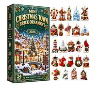 Calendrier De L'avent 24 Jours Avec Mini Brique De Noël 2026 | 24 Modèles Acryliques 2D Briques À Construire Avec Boucles Suspendues | Suspension Pour Arbre Pour Sapin Couronnes Fêtes