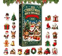 Calendrier De L'avent 24 Jours Avec Mini Brique De Noël 3D | 2026 Calendrier De L'avent Bloc De Construction 3D, La Ville De Noël Calendrier Avent Décoration Noel Pour Sapin Couronnes