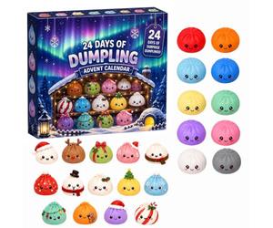 Calendrier de l'Avent 24 Jours Dumpling Mini Peluches Surprise | 24 Figurines Incluses, Compte à Rebours Noël, Pour Enfants et Adultes, Peluches Douces, Décoration de Fête