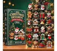 Calendrier de l'Avent 24 Surprises Mini Ornements en Forme de Brique Noël | Ensemble décoratif acrylique 2D, boucles suspension, design unique vacances pour sapin, guirlande et cheminée, cadeau de Noël