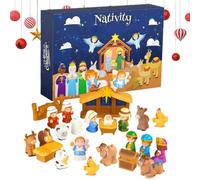 Calendrier de l'Avent 25 jours 2026 Crèche de l'Avent | Calendrier de Noël avec compte à rebours pour enfants, garçons et filles, famille, maison, bureau, ferme, fête d'hiver