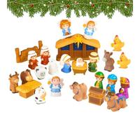 Calendrier de l'Avent 25 jours 2026 Décor de bureau avec scène de crèche | Coffret Noël avec compte à rebours et crèche Pour adultes maison bureau école dortoir ferme