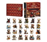 Calendrier de l'Avent 2D avec figurines plates de chien comme décoration | Calendrier de compte à rebours de 24 jours pour voiture, vacances, fête, maison, célébration, festival, rebord de fenêtre