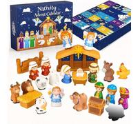 Calendrier de l'Avent 3D de la Nativité - Calendrier de l'Avent de 24 jours | Avec figurines de crèche, calendrier de l'avent, scène religieuse de crèche, décoration de table de Noël