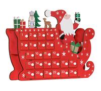 Calendrier de l'Avent à remplir - HOMCOM - 24 tiroirs - Père Noël et traîneau - en bois - 22 5x8x36cm - rouge