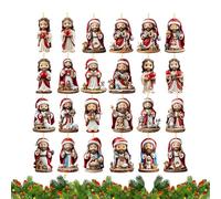 Calendrier de l'Avent à suspendre sur le thème de Jésus pour 24 jours | Décoration murale en acrylique 2D pour réunions et activités festives