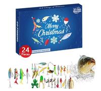 Calendrier de l'Avent avec Ensemble de Matériel de Pêche, Compte à Rebours de Noël avec Leurres, 24 Pièces