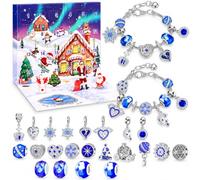 Calendrier de l'Avent Bijoux 2026, 24 Cases Enfant Fille Calendrier de Noël | Bracelets et Colliers à Créer avec des Charms pour Enfants et Ados de 6 à 14 ans, Cadeau Créatif